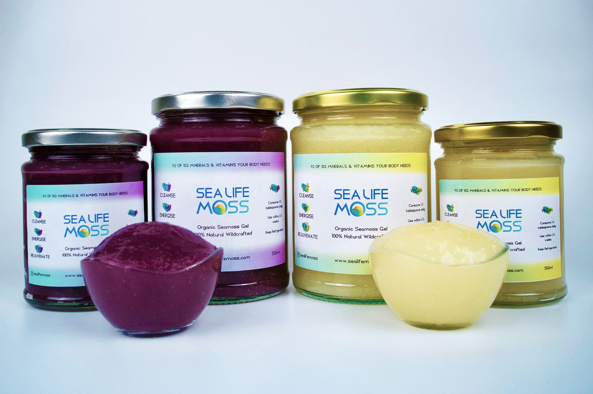 SLM - all jars - purple and gold sea moss gel - 300ml and 500ml